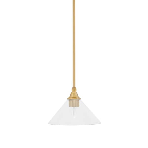 Unbranded Sparta 100-Watt 1-Light New Age Brass Shaded Pendant Light Mini Pendant with Clear Bubble Glass and No Blulb Included