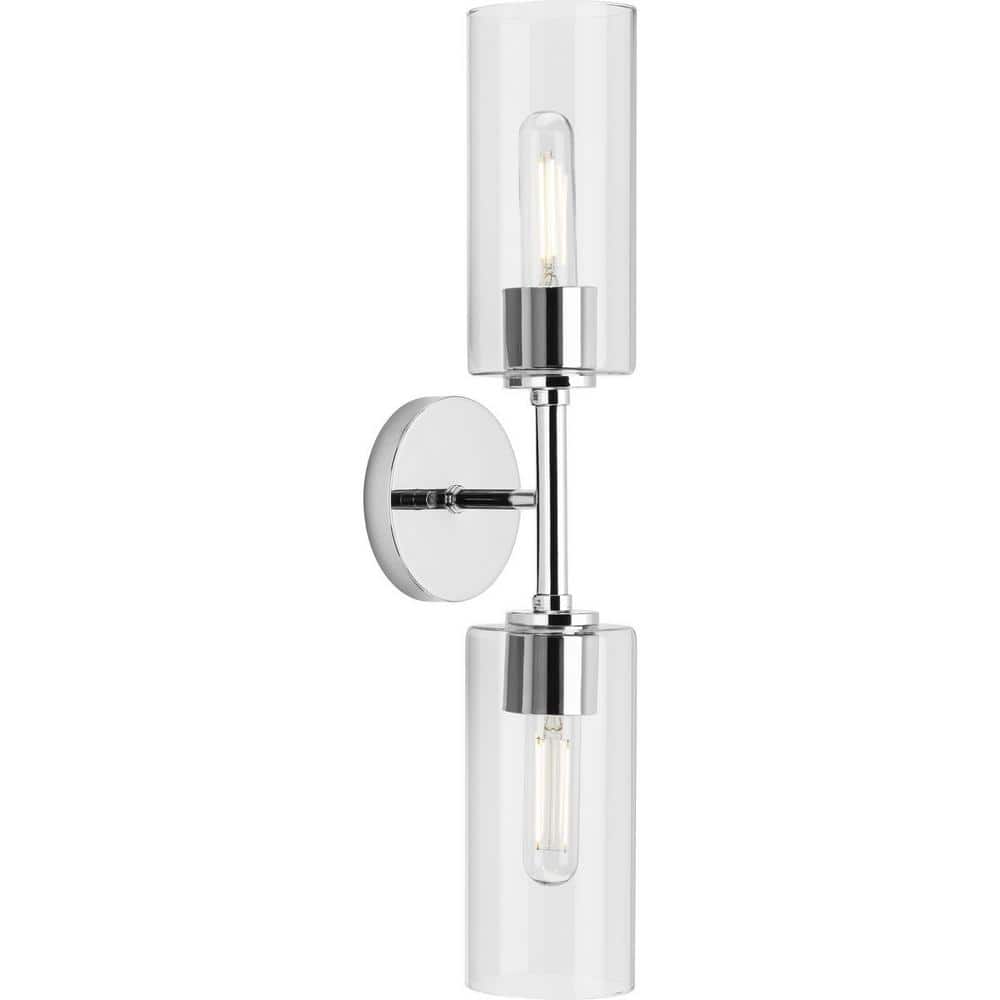 Cofield Polished Chrome Slender Wall Sconce with Cylindrical Glass Shade