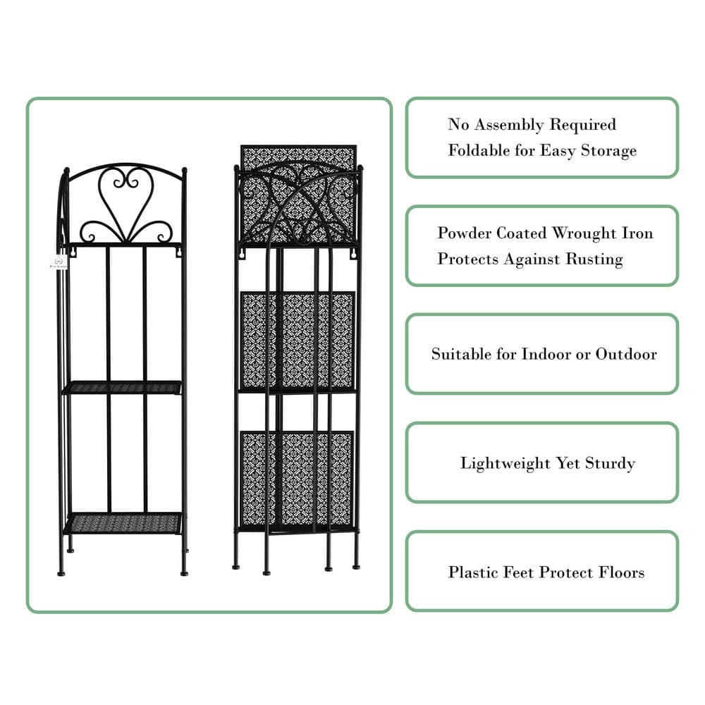 Black Metal 3-Tier Vertical Indoor/Outdoor Plant Stand