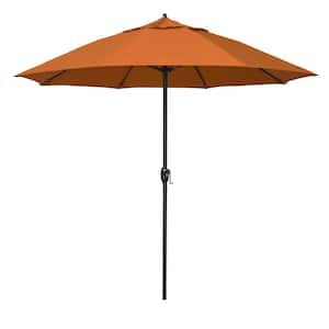 9 ft. Bronze Aluminum Market Patio Umbrella with Fiberglass Ribs and Auto Tilt in Tuscan Sunbrella