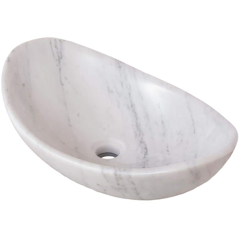 Carrara White Marble Oval Vessel Bathroom Sink
