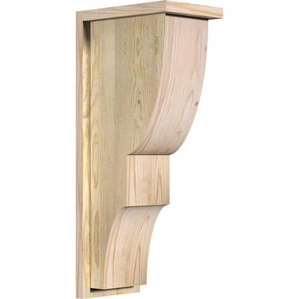 Ekena Millwork 8 in. x 12 in. x 28 in. Douglas Fir Ridgewood Rough Sawn Corbel with Backplate