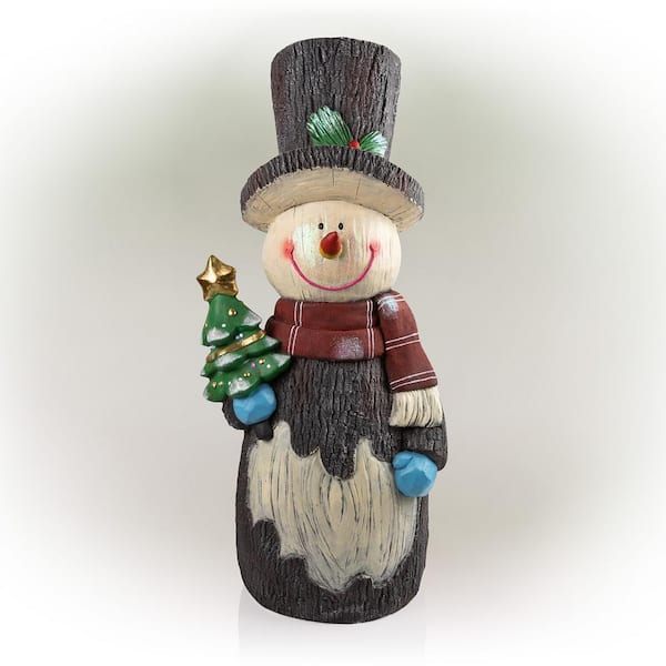 Alpine Corporation Solar Snowman Statue with Color Changing LED 
