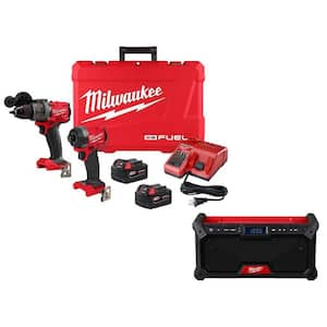 M18 FUEL 18V Lithium-Ion Brushless Cordless Hammer Drill and Impact Driver Combo Kit with 2 Batteries & Jobsite Radio