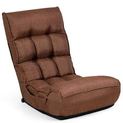 Coffee 4-Position Adjustable Backrest & Head Floor Chair Folding Lazy Sofa