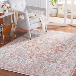 Blair Rose/Gray 5 ft. x 8 ft. Machine Washable Border Floral Area Rug