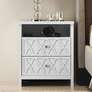 Aideliz Accent 2-Drawer White Nightstand Sidetable Ultra Fast Assembly With Storage (26.8 in. x 22.8 in. x 15.7 in.)