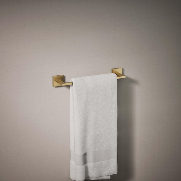 Square 12 in. Towel Bar in Vibrant Brushed Moderne Brass