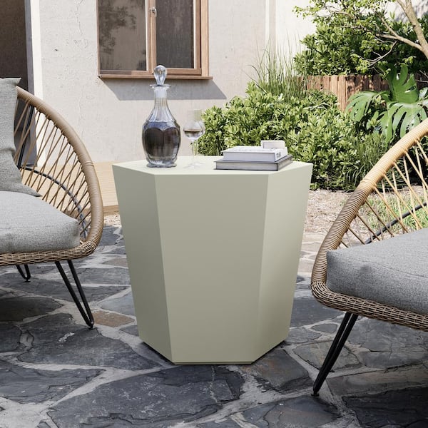 PATIO WATCHER 24 in. Indoor and Outdoor Patio Mgo Concrete Coffee Table in a Off-white Hexagon Design