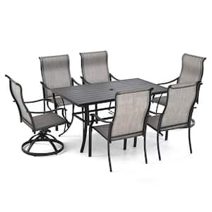 Gray 7-Piece Patio Metal Outdoor Dining Set