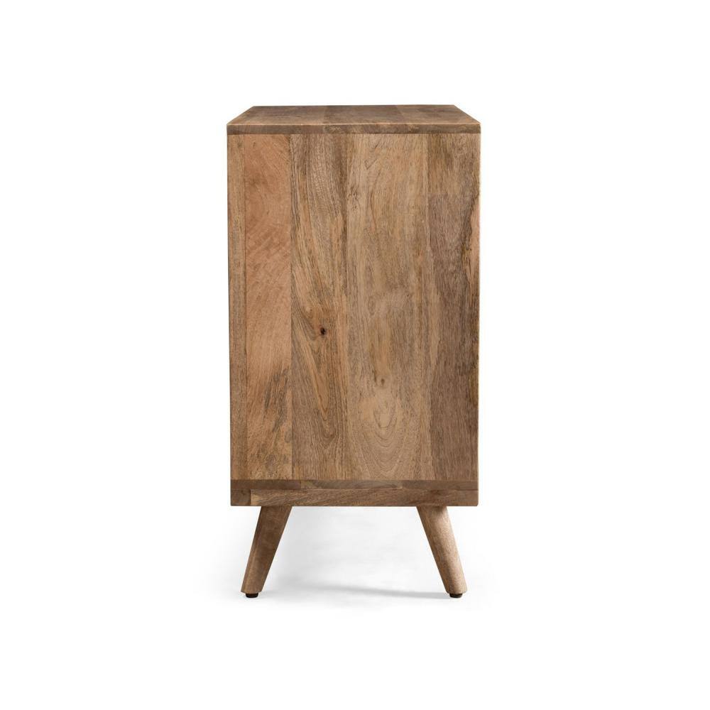 Poppy Mid-Century Mango Wood 3-Drawer Chest with 3D Weave