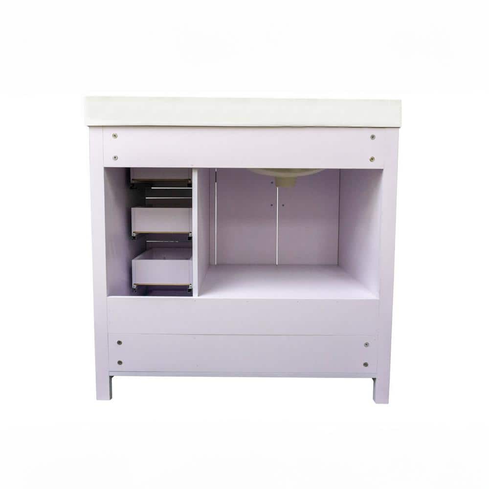 Salerno 36" White Lilac MDF Vanity with Cultured Marble Top