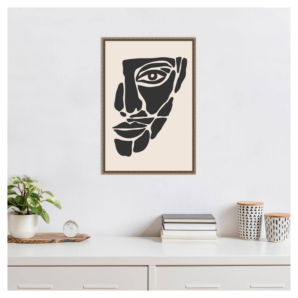 Beaded Bronze Framed Abstract Face Canvas Wall Art 16 x 23-in