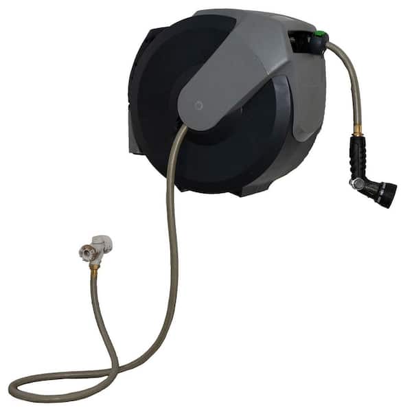Unbranded 1 in. Dia x 75 ft. Heavy-Duty Hose with Nozzle Retractable Storage Drum and Wall Mount