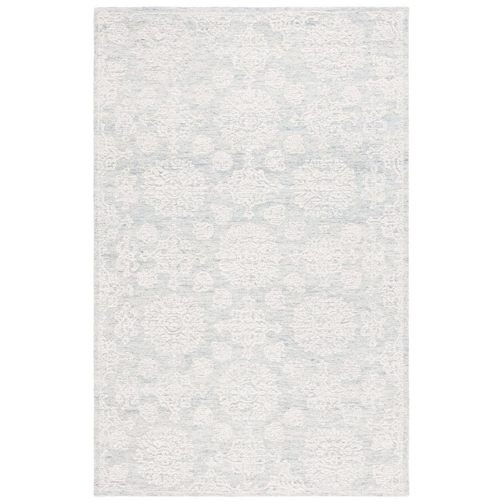 Ivory and Light Grey Hand-Tufted Wool 3' x 5' Area Rug