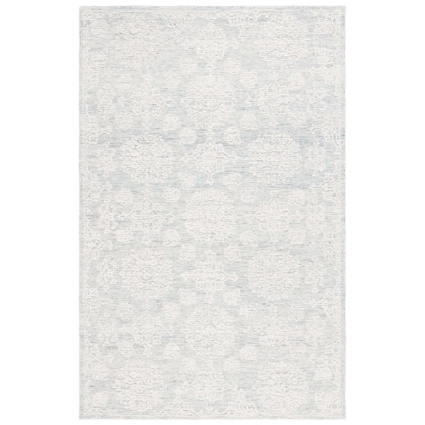 SAFAVIEH Ebony Ivory/Light Gray Doormat 3 ft. x 5 ft. Floral Area Rug
