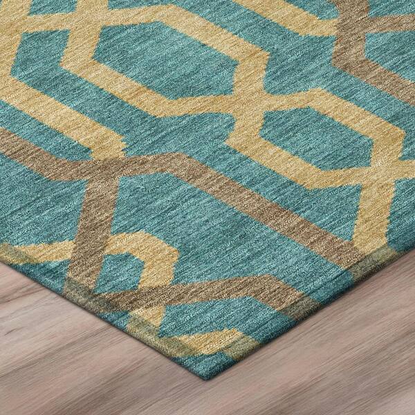 Chantille Machine Washable Indoor/Outdoor Abstract ACN2970 Teal 9 ft. x 12 ft. Area Rug