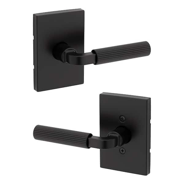 Mirada Matte Black Hall/Closet Rectangle Rose Door Handle