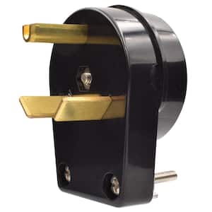 30 Amp 125-Volt 2-Pole/3-Wire NEMA TT-30P Angle Travel Trailer Plug, Black