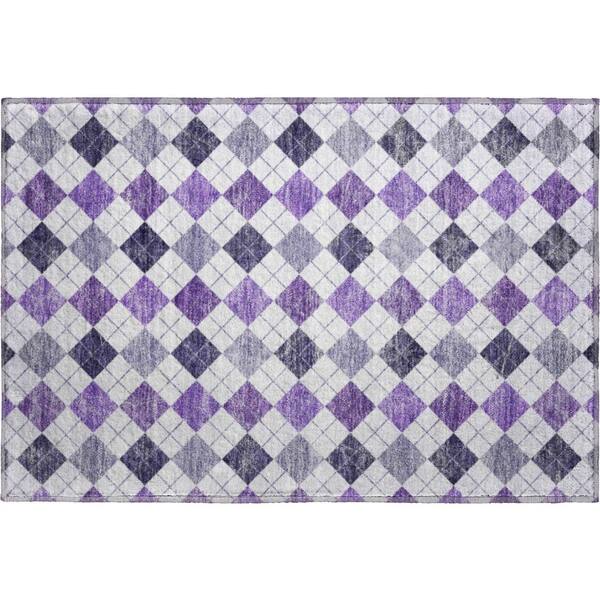 Mayfield Premium Machine Washable Abstract AMF2237 Plum 2 ft. x 3 ft. Accent Rug