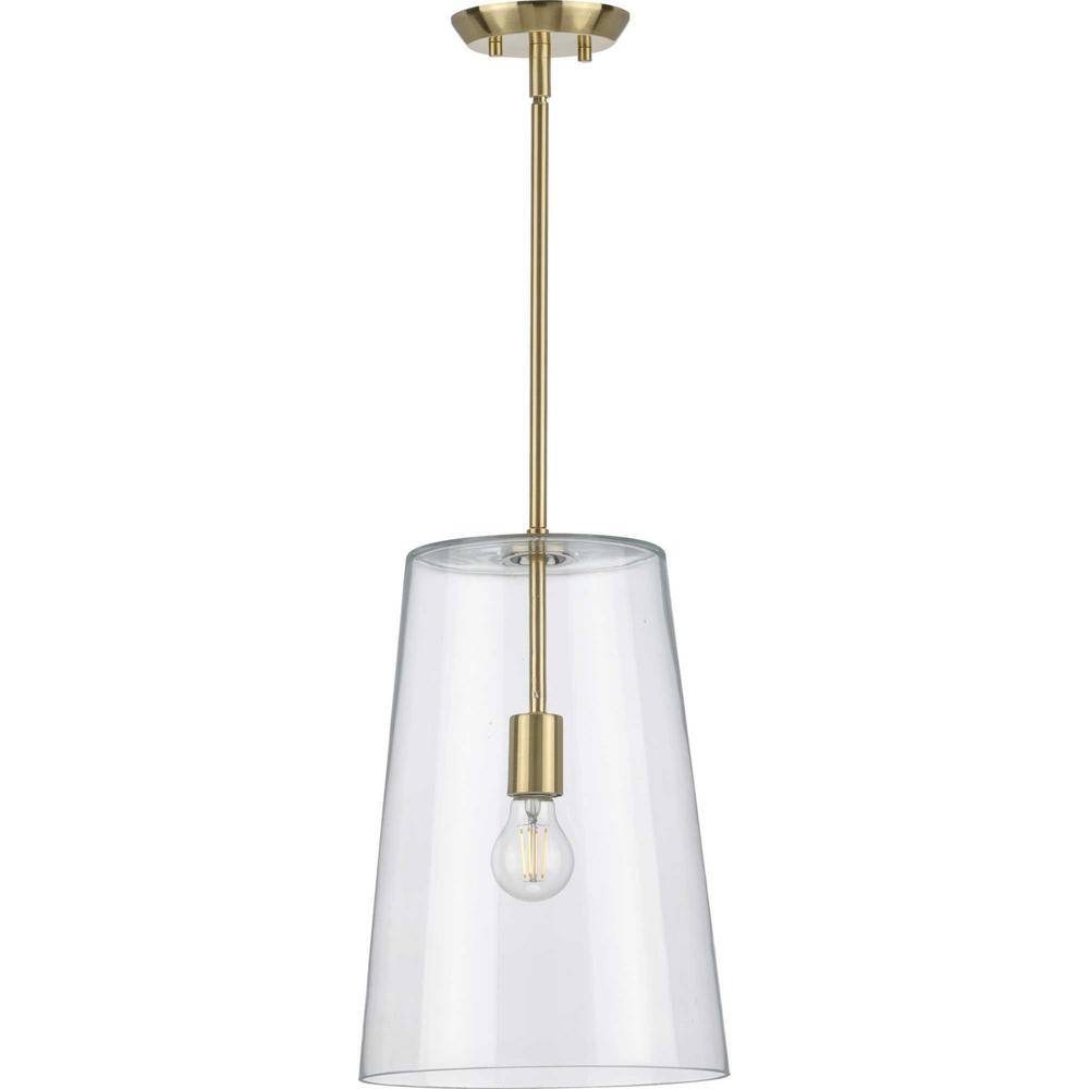 Clarion Satin Brass and Glass Pendant Light