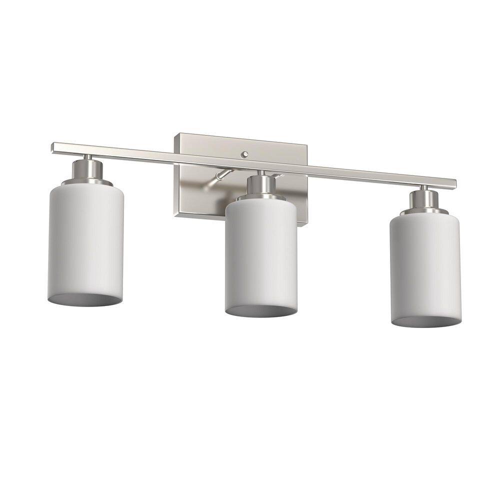 18 in. 3-Light Brushed Nickel Cylinder Milky White Vanity Light, Modern Bathroom Mirror Light E26 Wall Fixture price history on PriceWatchPro