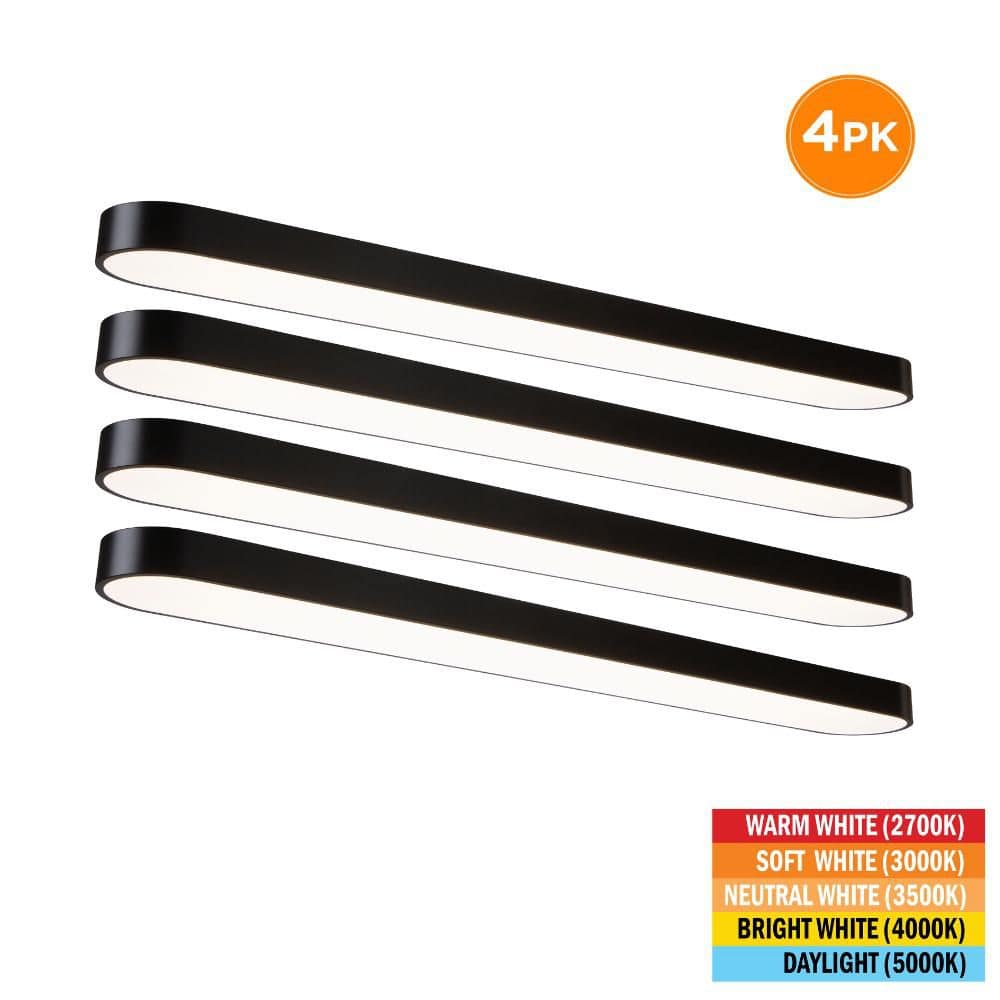 4-Pack 4 ft. x 8 in. Black LED Flush Mount Ceiling Light Fixture 2700K 3000K 3500K 4000K 5000K 3500 Lumens 52-Watt 120V price history on PriceWatchPro