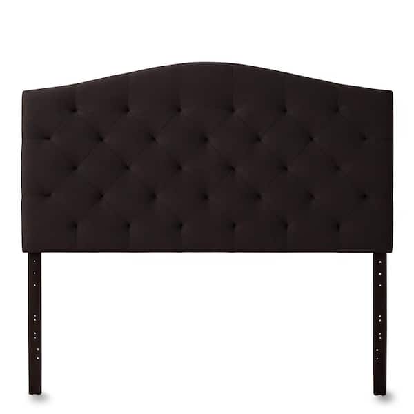 Brookside Liza Curved Edge Gray Charcoal Upholstered Twin Headboard with Buttonless Diamond Tufting