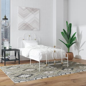 Olivia White and Gold Metal Twin Size Bed