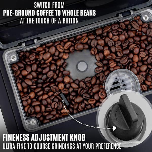 Zulay Kitchen Magia 2-Cup Midnight Silver Espresso Machine with