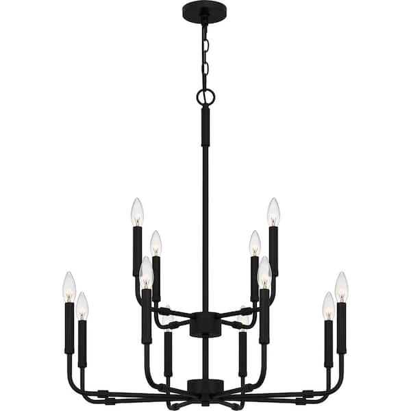 Quoizel Abner 12-Light Matte Black Chandelier