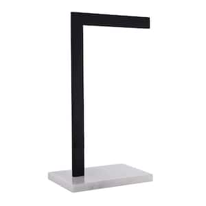 16.3 in. Countertop 1-Towel Rack Stand with Marble Base in Matte Black