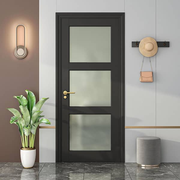 RomeDay 30 in. x 80 in. Otis 3-Lite Tempered Frosted Glass