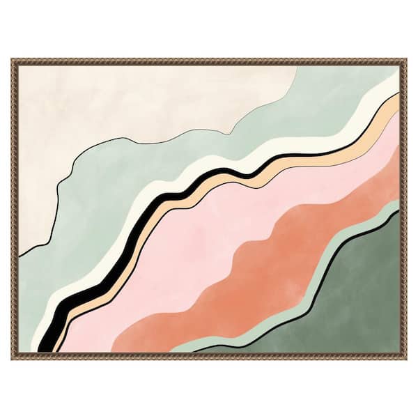 Amanti Art "3x4 Aspectratio Pinkgreen38" by Elena Ristova 1-Piece Floater Frame Giclee Abstract Canvas Art Print 23 in. x 30 in.