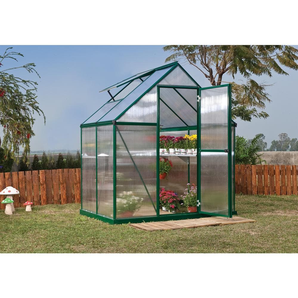 Mythos 6' x 4' Green Polycarbonate and Aluminum Greenhouse Kit