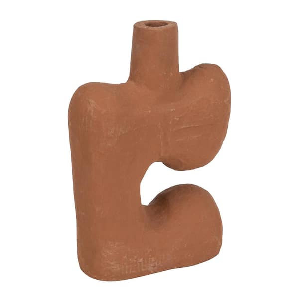 Storied Home 9 in. x 14 in. Terracotta Abstract Decorative Paper Mache Vase