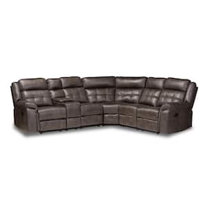 Vesa 6-Piece Gray Fabric 6-Seater L-Shaped Sectional Sofa