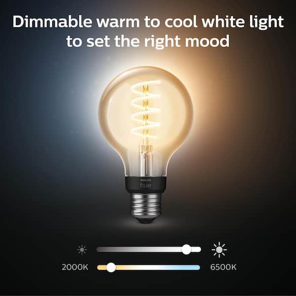 Philips Hue 60-Watt Equivalent G25 Smart Vintage Edison LED Light