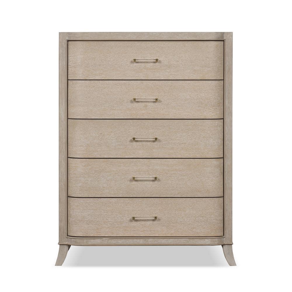 Natural Oak 5-Drawer Chest with Acrylic Handles
