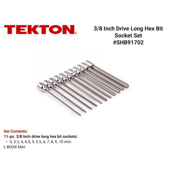 3/8 in. Drive Long Hex Bit Socket Set with Mini Stacking Tool Box, 11-Piece (3-10 mm)