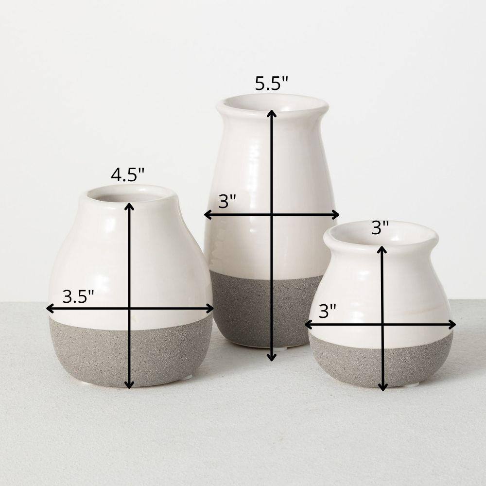 Petite Trio Gray and White Ceramic Vase Set