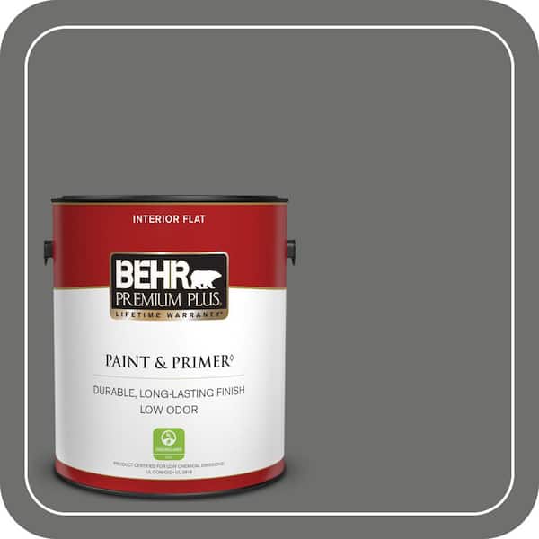 BEHR PREMIUM PLUS 1 gal. Home Decorators Collection #HDC-AC-17A Welded Iron Flat Low Odor Interior Paint & Primer
