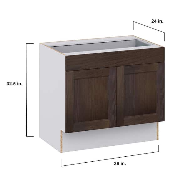 J COLLECTION Lincoln Chestnut Solid Wood Assembled 36 in. W x 32.5 in. H x 23.75 in. D Accessible ADA Base Cabinet with 1 Drawer