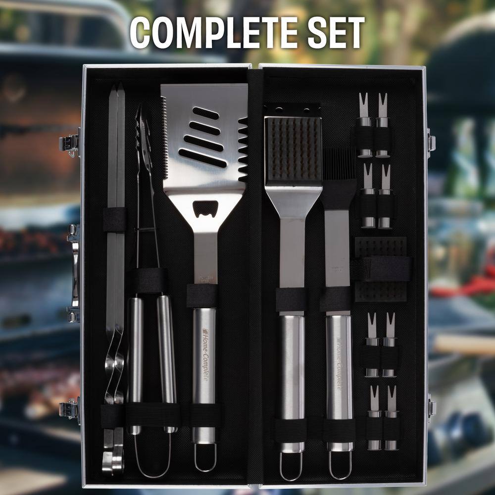 16-Piece Stainless Steel BBQ Grill Tool Set with Aluminum Case