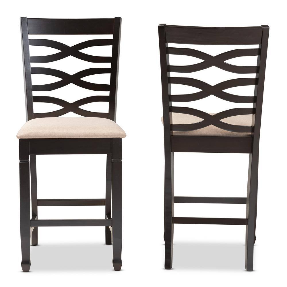 Lanier Espresso Brown and Sand Counter Height Pub Chair Set of 2