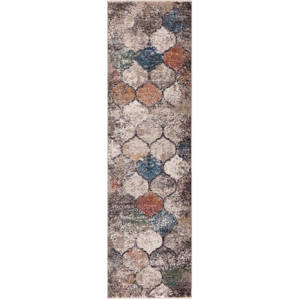 StyleWell Alino Multi 2 ft. x 7 ft. Quatrefoil Runner Rug