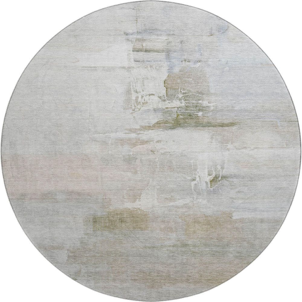 Mayfield Premium Machine Washable Abstract AMF2044 Linen 8 ft. x 8 ft. Round Rug price history on PriceWatchPro