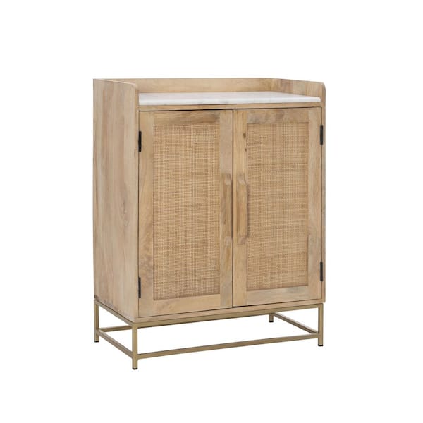 Suspend White Marble and Wood Bar Cabinet + Reviews