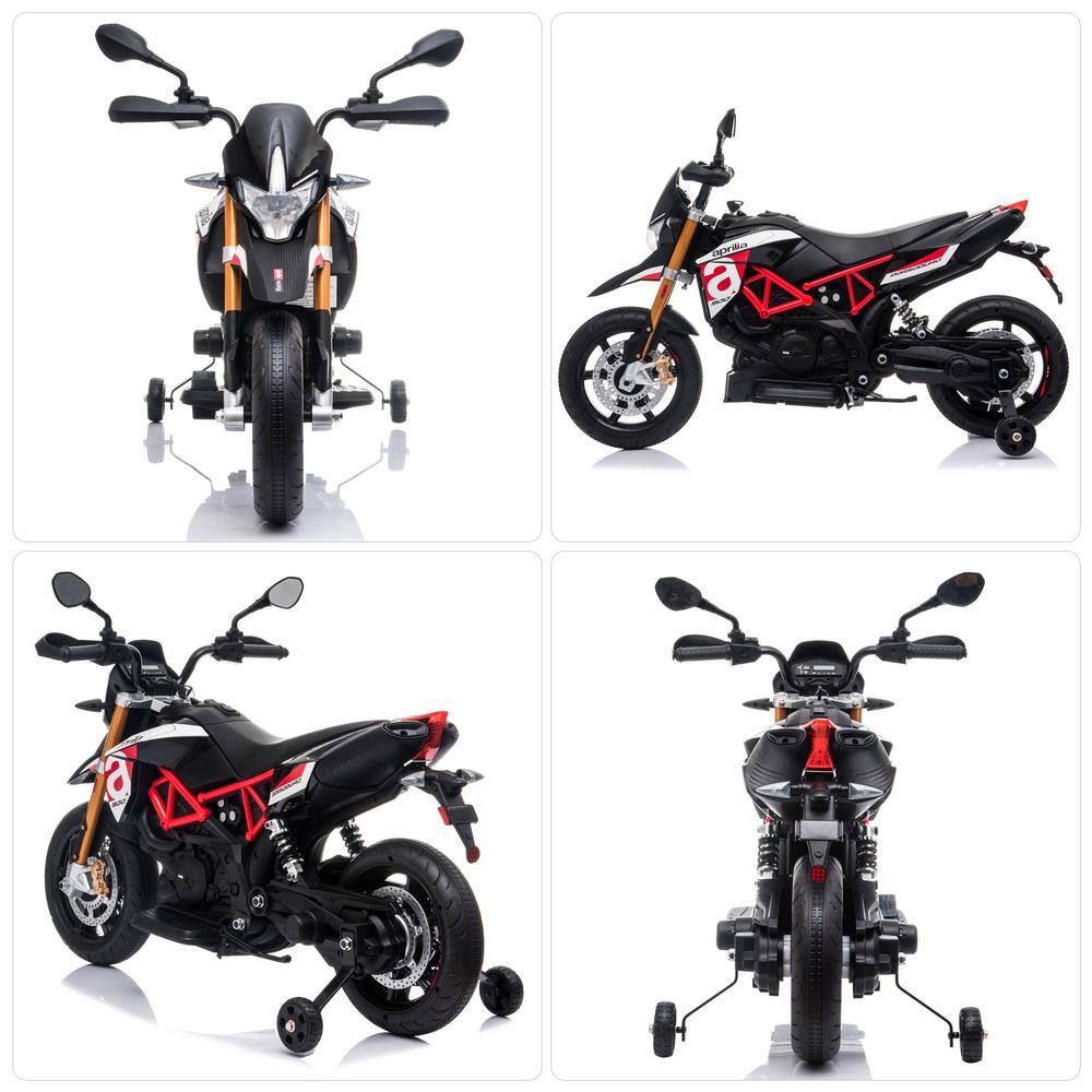 Red 12V Kids Electric Ride-On Motorcycle with Training Wheels