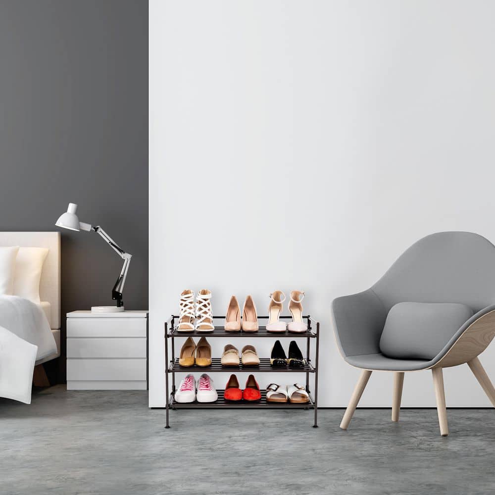 Espresso Metal 3-Tier Stackable Shoe Storage Rack